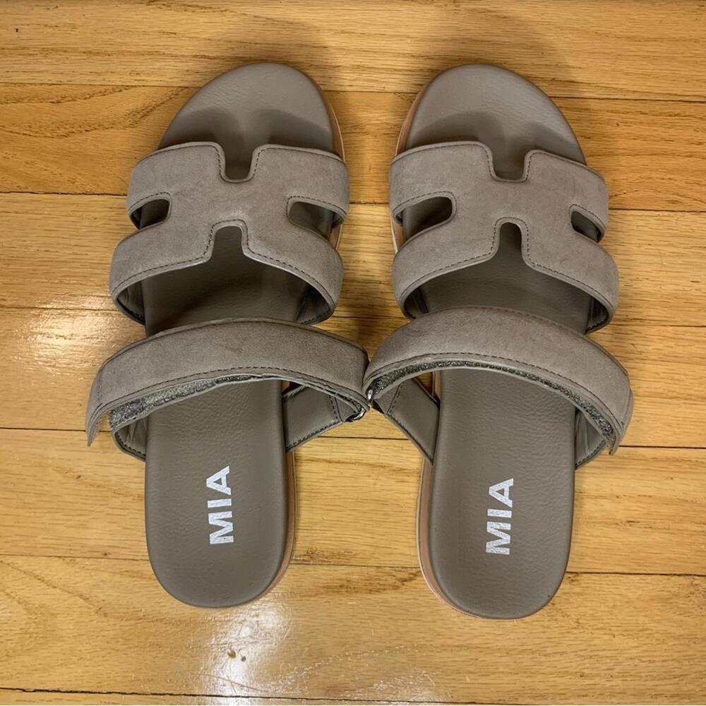 MIA Gray Suede Slide Sandals - Picture 5 of 8